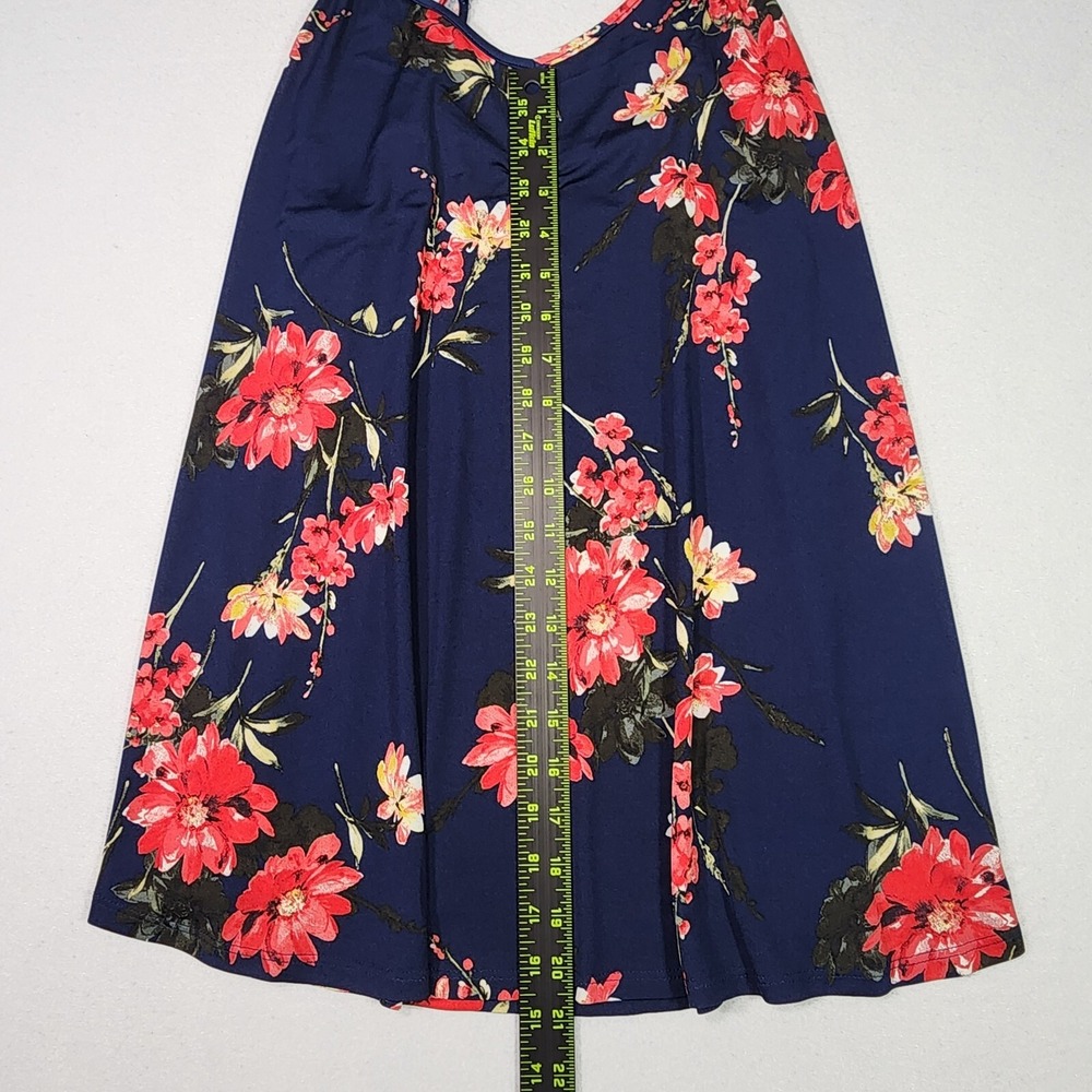 PAPERMOON Strappy Tank Top 2XL Navy Blue with Red Yellow White Floral Flowy Soft - Picture 10 of 11